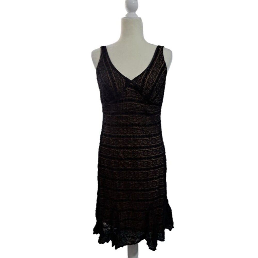 New York & Company Women Y2K Black Lace Sleeveless Empire Waist Dress Size Small